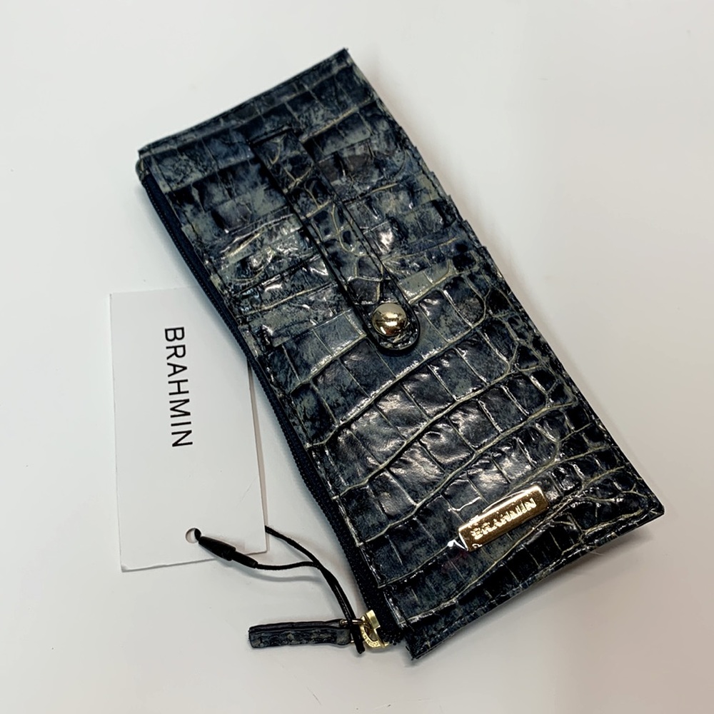 NWT🔥Beautiful Blue-Grey Brahmin Wallet slim size for small Brahmin Bags - Picture 2 of 11